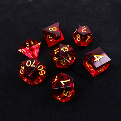 Jeux de dés de résine naturelle de grenade rouge jeu de dés de bureau domaine de magie préféré aventure dnd
