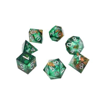 Jeu de bureau à multiples facettes en résine naturelle en feuille d'or verte Dice Border Gate