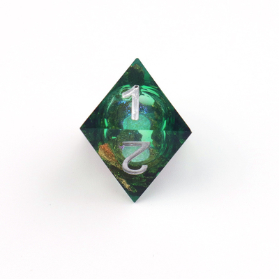 Jeu de bureau à multiples facettes en résine naturelle en feuille d'or verte Dice Border Gate