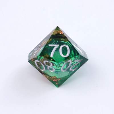 Jeu de bureau à multiples facettes en résine naturelle en feuille d'or verte Dice Border Gate