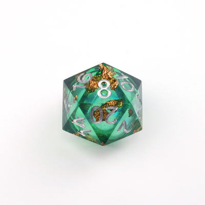 Jeu de bureau à multiples facettes en résine naturelle en feuille d'or verte Dice Border Gate