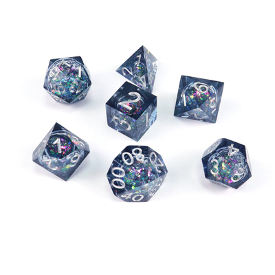 Légume bleu-gris liquide résine naturelle multi-face jeu de dés dragon et donjon Dnd dés