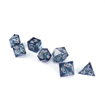 Légume bleu-gris liquide résine naturelle multi-face jeu de dés dragon et donjon Dnd dés
