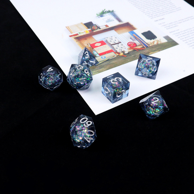 Légume bleu-gris liquide résine naturelle multi-face jeu de dés dragon et donjon Dnd dés