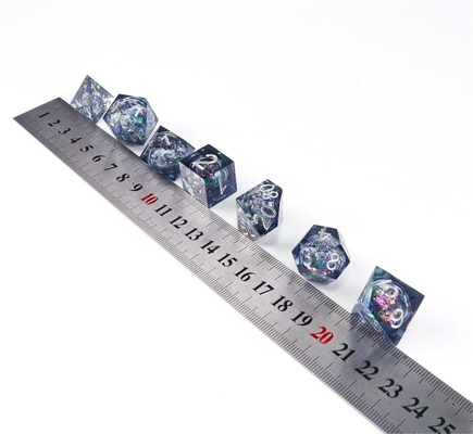 Légume bleu-gris liquide résine naturelle multi-face jeu de dés dragon et donjon Dnd dés