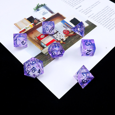 Pourpre sable de flux blanc nombre de ciel résine multi-facettes jeu de dés suite dragon and dungeon city dnd dés