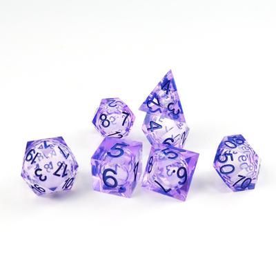 Pourpre sable de flux blanc nombre de ciel résine multi-facettes jeu de dés suite dragon and dungeon city dnd dés