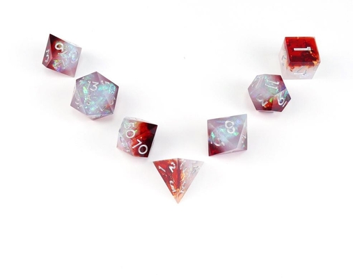 Jeux de dés de bureau de résine de minerai de fer blanc plus rouge