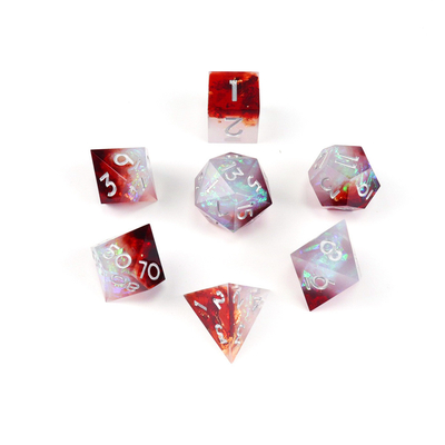 Jeux de dés de bureau de résine de minerai de fer blanc plus rouge