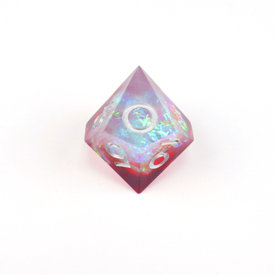 Jeux de dés de bureau de résine de minerai de fer blanc plus rouge