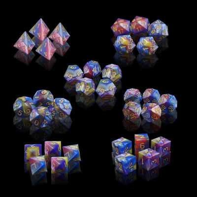 Trois couleurs de résine de marbre Rpg dés avec logo universel