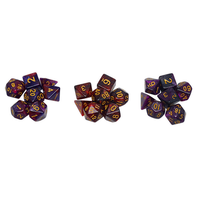 Rouge, violet et noir trois couleurs de résine jeu de dés dragon et donjon dnd dés