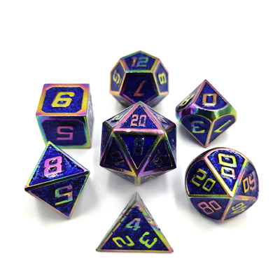 Flash poudre métallique multi-face jeu de dés jeu de caractère bleu