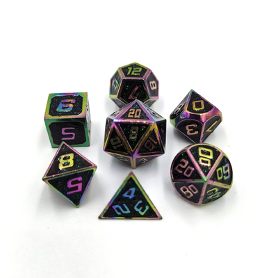 Flash poudre métallique multi-face jeu de dés jeu de caractère bleu