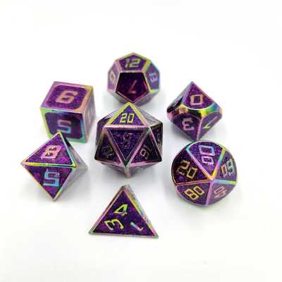 Flash poudre métallique multi-face jeu de dés jeu de caractère bleu