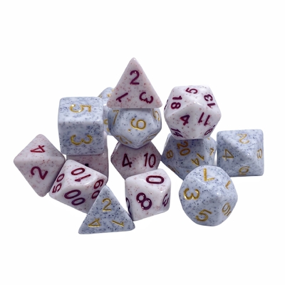 La police dorée, les taches dorées, le minerai de résine, le personnage jouant au jeu de dés.