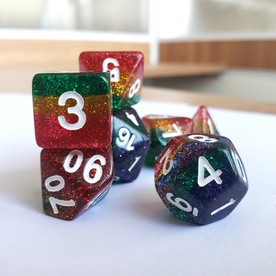 Le jeu de dés Shin Golden Powder Rainbow Resin Dragon and Dungeon