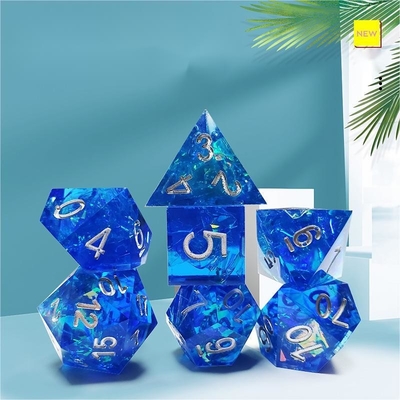 Le cœur bleu de l'océan, jeu de dés en résine cristalline, Dragon and Dungeon