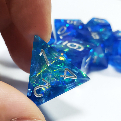 Le cœur bleu de l'océan, jeu de dés en résine cristalline, Dragon and Dungeon