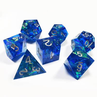 Le cœur bleu de l'océan, jeu de dés en résine cristalline, Dragon and Dungeon