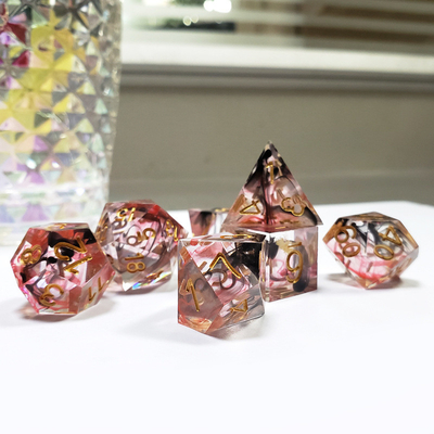 Rouge et noir Foil mélangé cristaux de fumée Résine Boarding Dice Set dnd dés