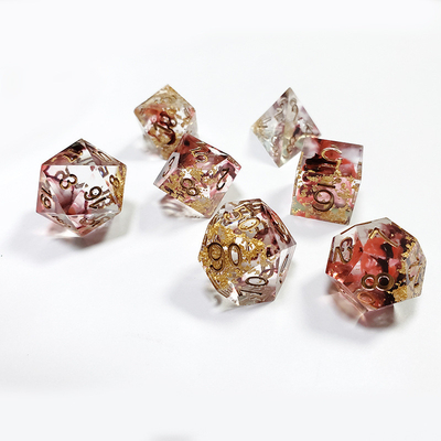 Rouge et noir Foil mélangé cristaux de fumée Résine Boarding Dice Set dnd dés