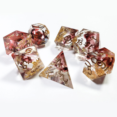 Rouge et noir Foil mélangé cristaux de fumée Résine Boarding Dice Set dnd dés