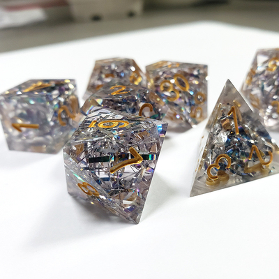 bande de couleur cristalline transparente Resine Boarding Dice Set dnd dés