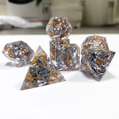 bande de couleur cristalline transparente Resine Boarding Dice Set dnd dés