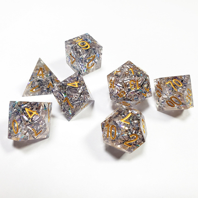 bande de couleur cristalline transparente Resine Boarding Dice Set dnd dés