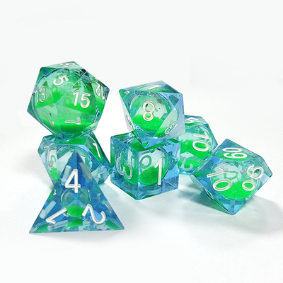 Sable liquide vert résine multi-noodle jeu de tablettes jeu de dés dnd dés