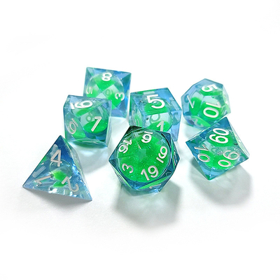 Sable liquide vert résine multi-noodle jeu de tablettes jeu de dés dnd dés