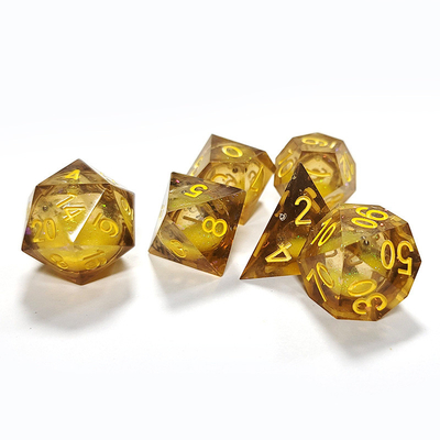 Résine de sable de flux jaune à dés polyédriques artisanat 7PCS