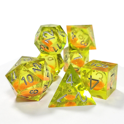 Orange sable coulant jaune résine cristalline Dnd dés fantasy