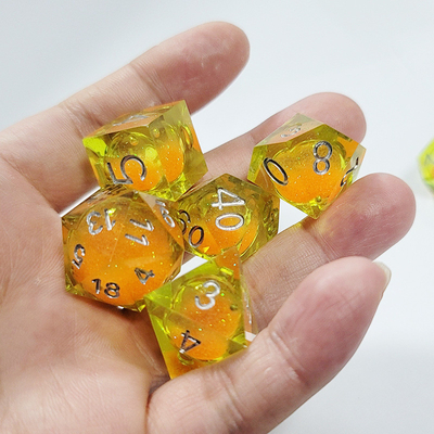 Orange sable coulant jaune résine cristalline Dnd dés fantasy