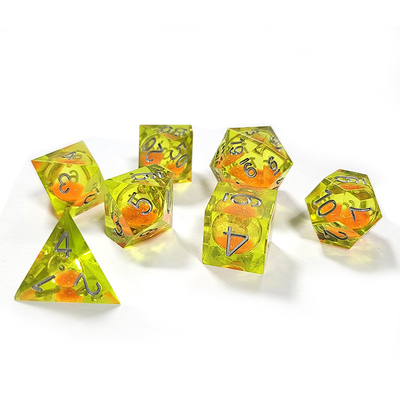 Orange sable coulant jaune résine cristalline Dnd dés fantasy