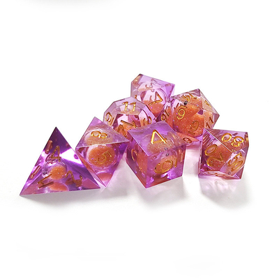 Orange sable coulant violet résine cristalline polyédrique dés multi-noodle tablette jeu de dés ensemble