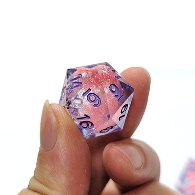Résine de sable liquide rose à débit de résine à dés polyédrique multi - jeu de dés de tablettes à nouilles