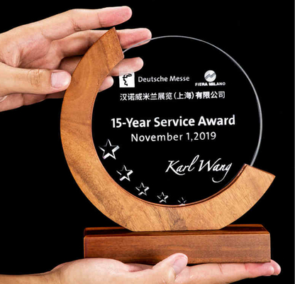 Trophées en résine personnalisés Trophée de combinaison de cristal et de bois massif