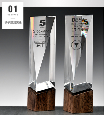 Trophées en résine personnalisés Trophée de combinaison de cristal et de bois massif