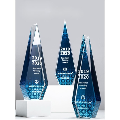 Trophée en résine de cristal bleu, résistant à l'usure