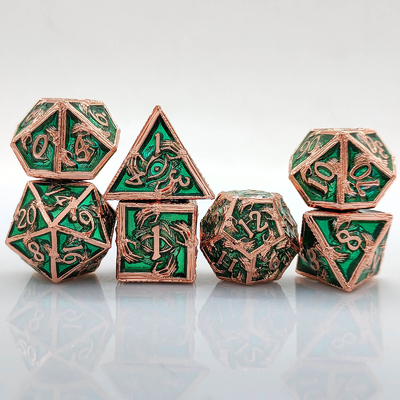Des dés polyédriques en métal de luxe 8 couleurs actives TRPG Donjons et dragons