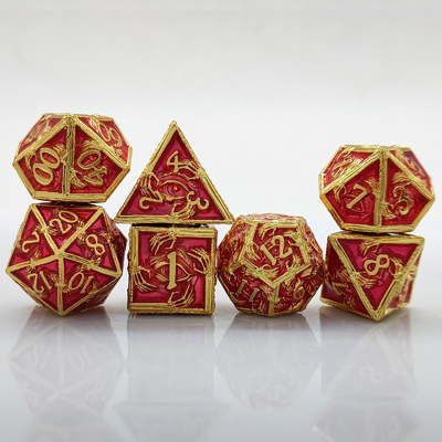 Des dés polyédriques en métal de luxe 8 couleurs actives TRPG Donjons et dragons