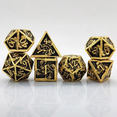 Des dés polyédriques en métal de luxe 8 couleurs actives TRPG Donjons et dragons