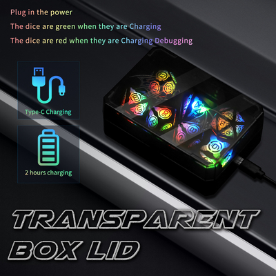 Plateforme de jeu de dés en plastique à LED lumineux rechargeable