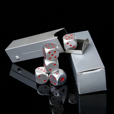 Couleur des dés en alliage d'aluminium portable en aluminium coin arrondi casino KTV jeu de hasard jeu de dés de sculpture personnalisé