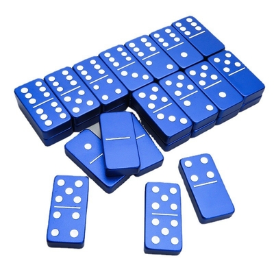 Double 6 Six Metal Domino Set avec 28 blocs de dominos en alliage d'aluminium géant