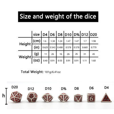 DND dés métalliques, Dragon et Dungeon dés RPG polyédrique, 7 dés de table de jeu de dragon