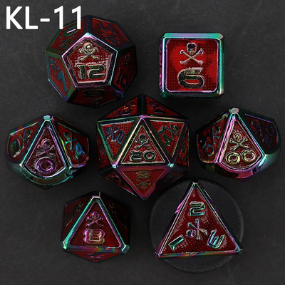 7 dés de squelette, jeu de société DND numérique couleur à multiples faces, dragon et donjon