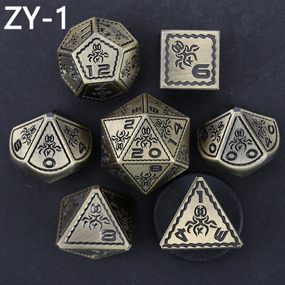 Electroplaqué Vintage couleur pieuvre métallique Dnd Dice Set Dragon et Dragon échecs jeu de dés